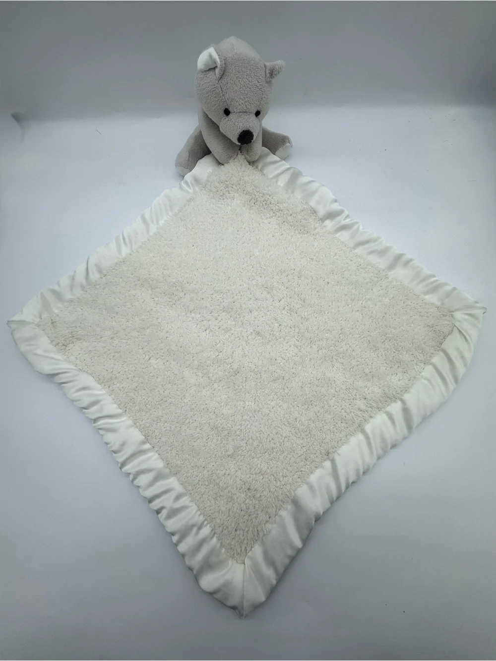 Barefoot Dream CozyChic Baby Security Blanket Featuring Plush Grey Bear